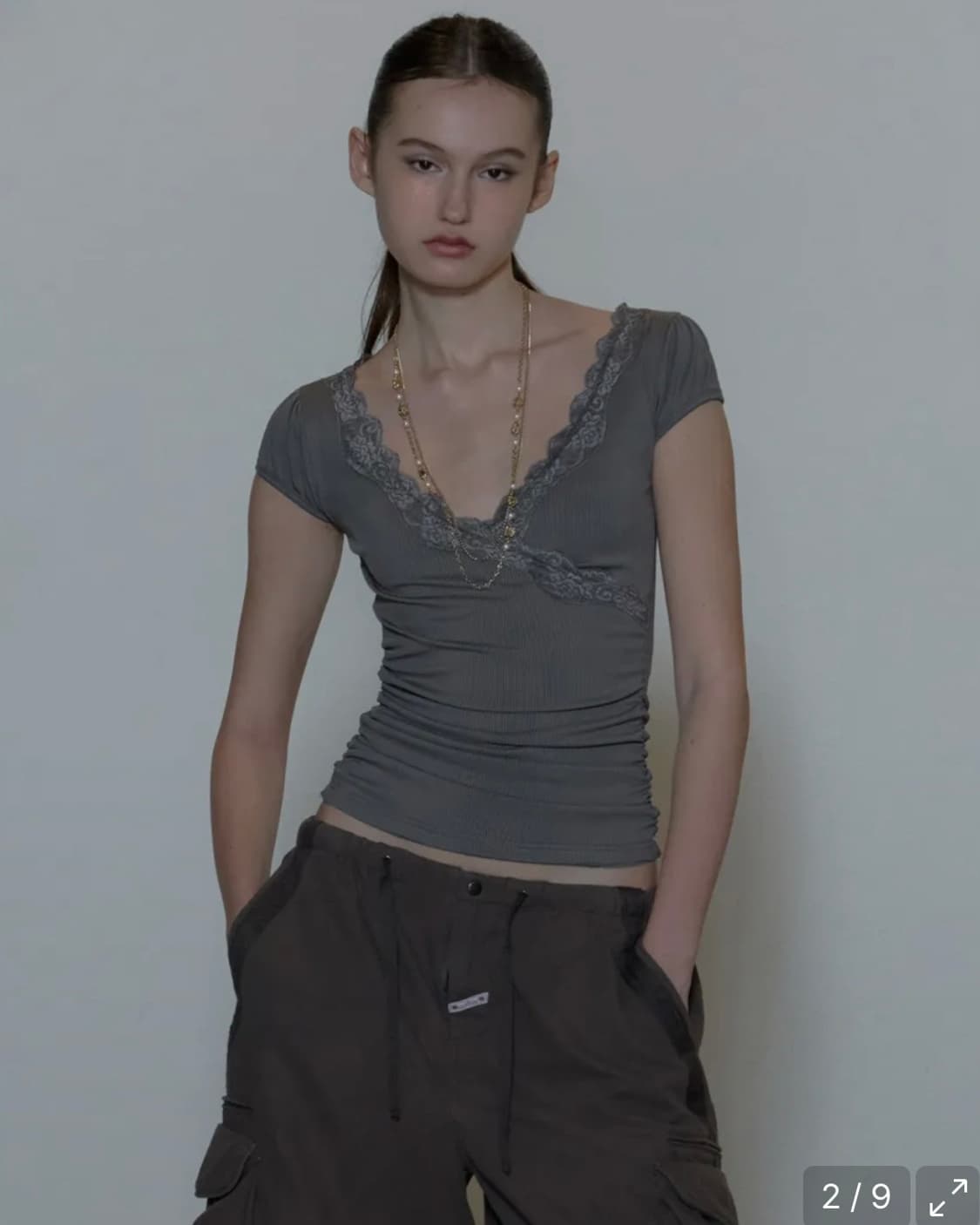 스컬프터 레이스 트림 랩 티 (lace trim wrap tee) 상품이미지1