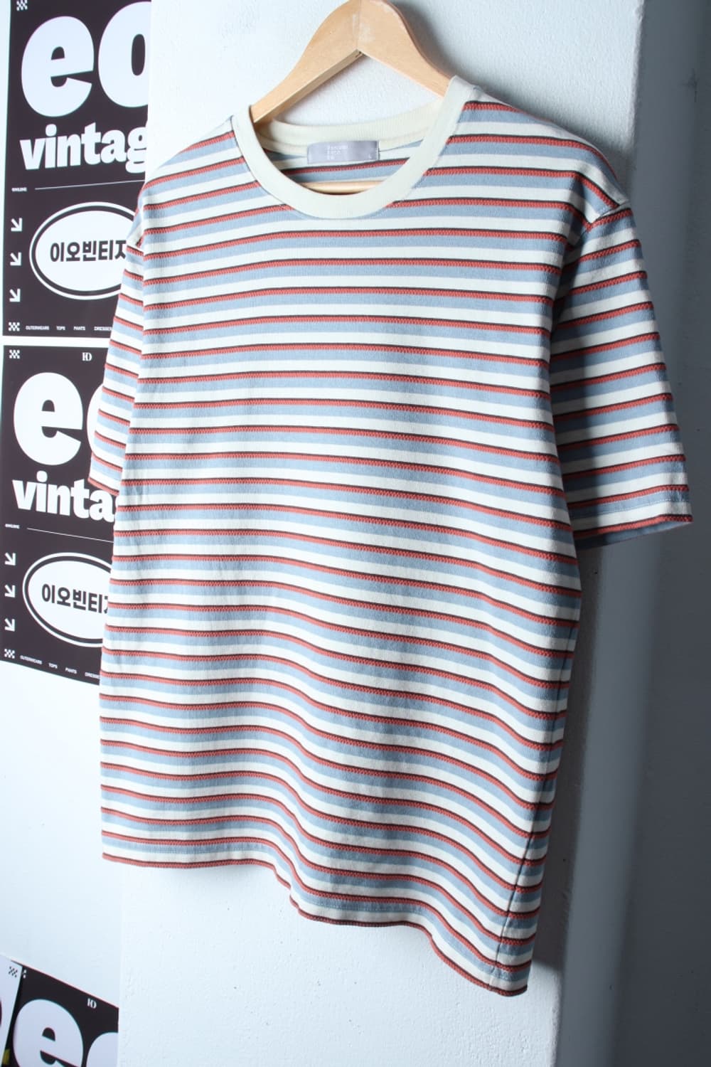 (L-XL) 에잇세컨즈 반팔 티셔츠 스트라이프 컬러믹스-H33484 상품이미지1