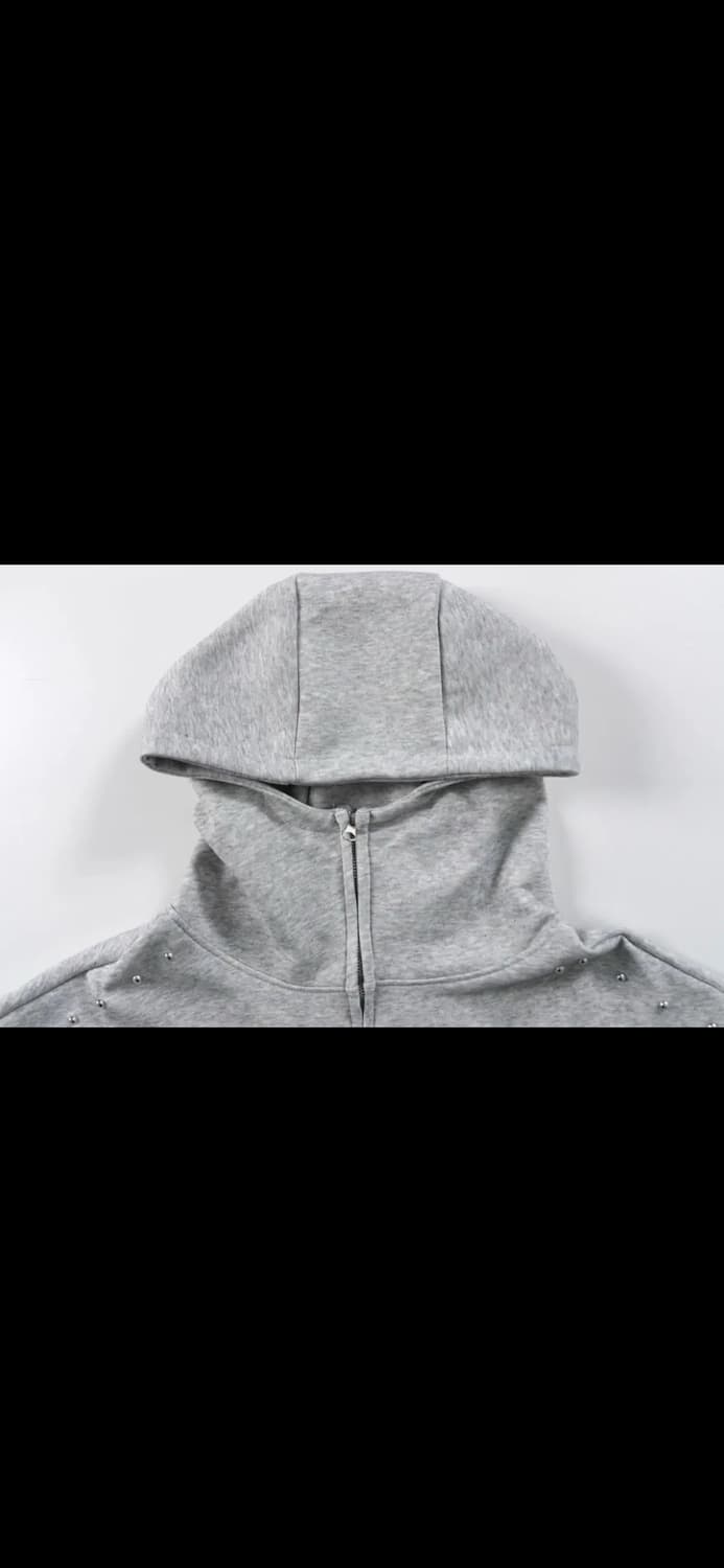 시크 스터드 후드집업 그레이 갸루 힙 집업 루즈핏 상품이미지3