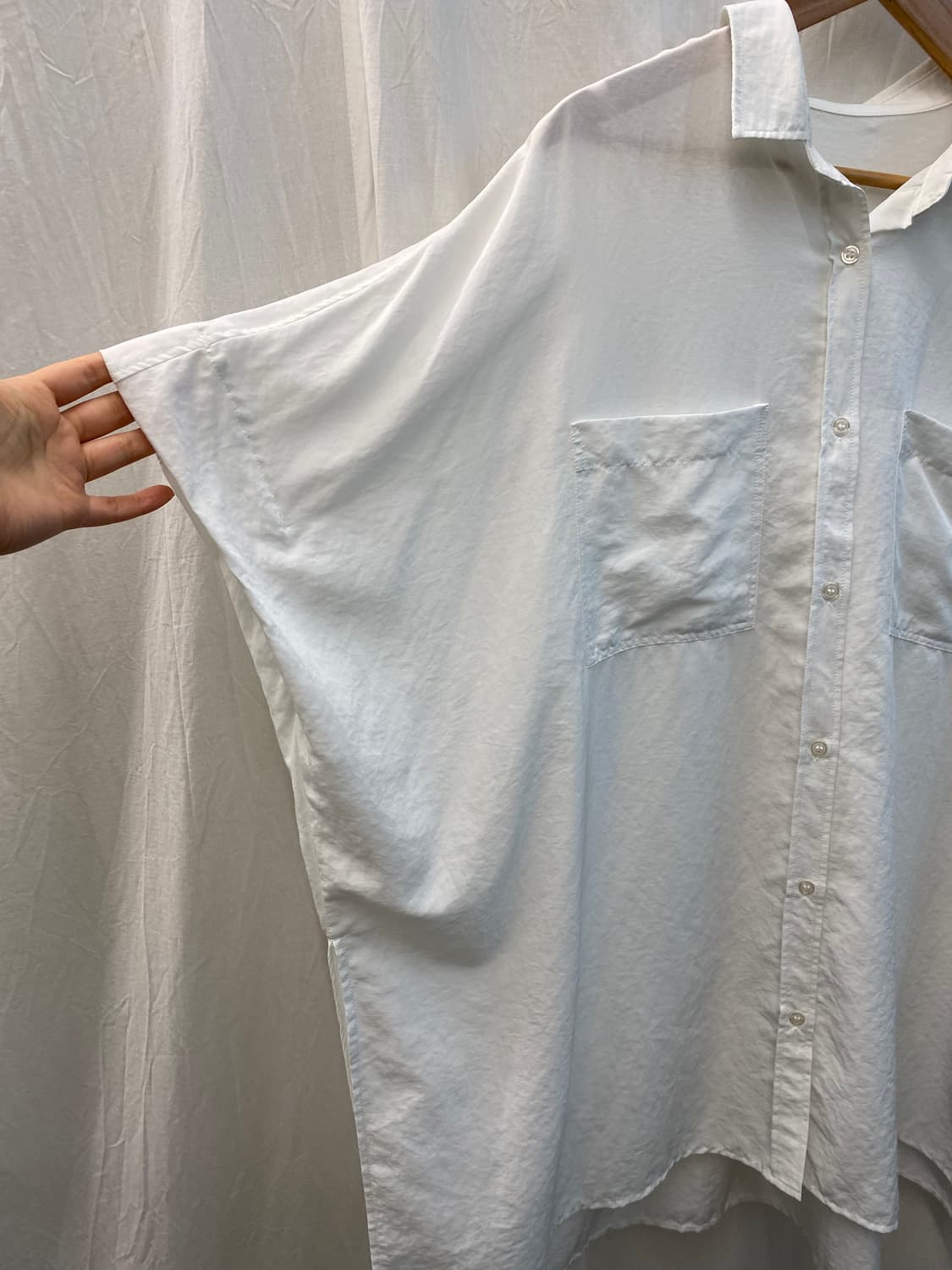 LEPSIM 화이트 오버핏 롱블라우스(F) 상품이미지7