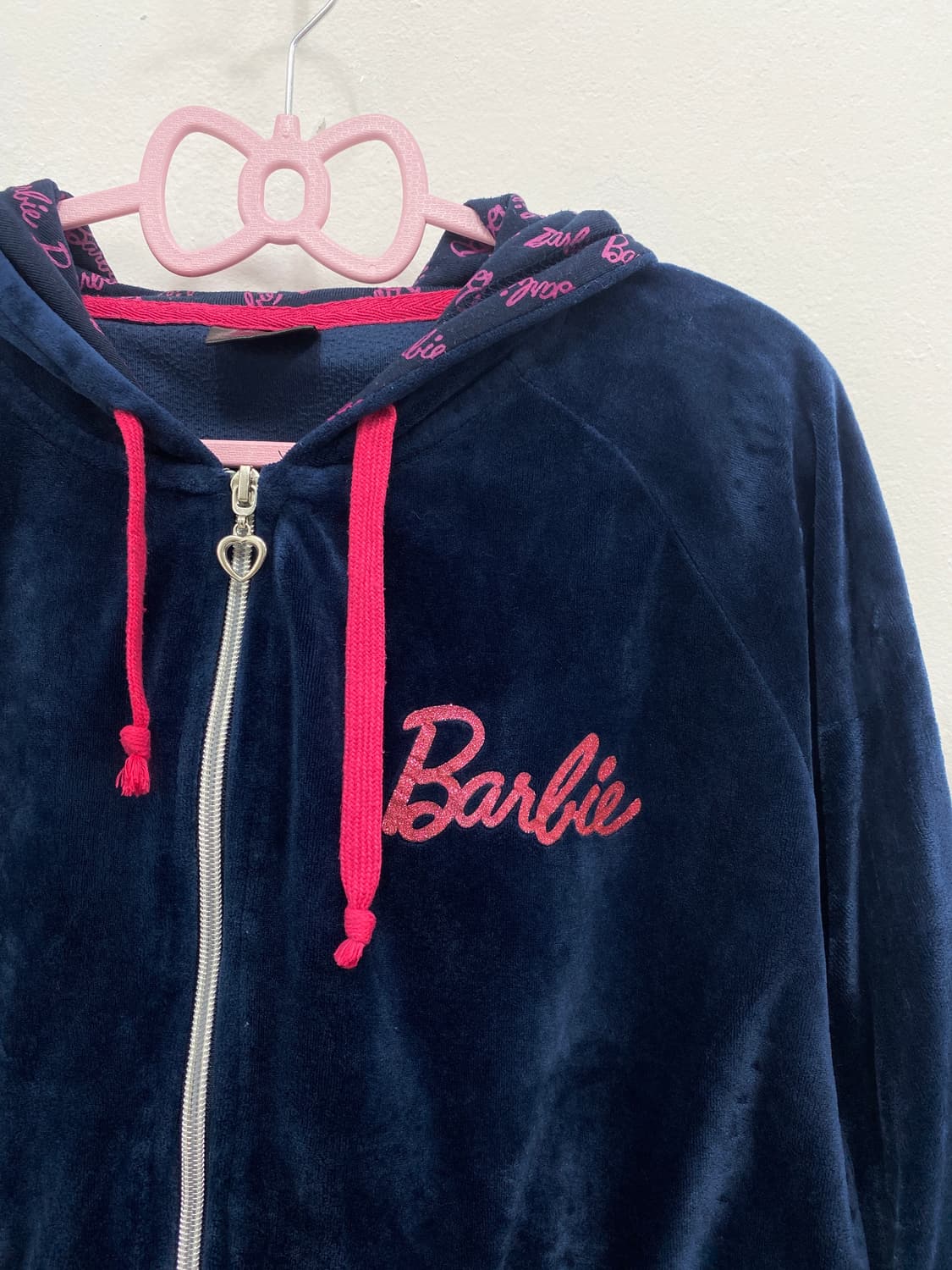 [BARBIE] 바비 갸루 큐빅 벨벳 후드집업 셋업 상품이미지6