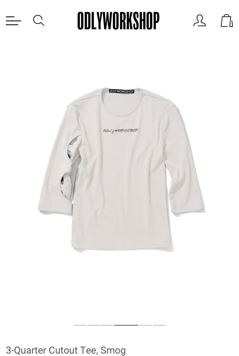 Odlyworkshop 3-Quarter Cutout Tee, Smog 상품이미지2