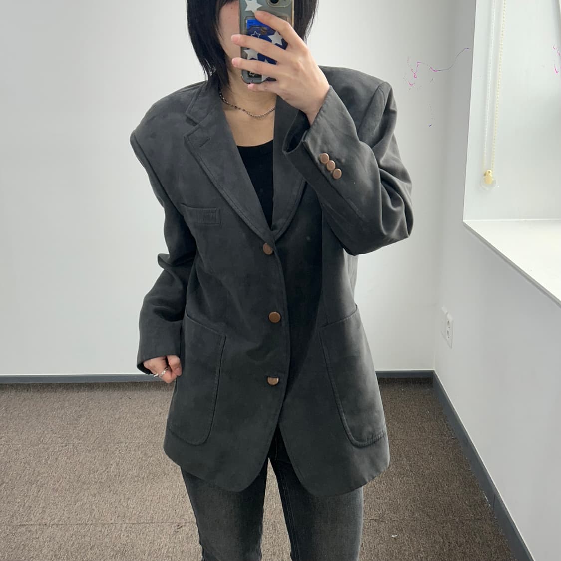 Balenciaga 발렌시아가 차콜 스웨이드 블레이저 상품이미지1