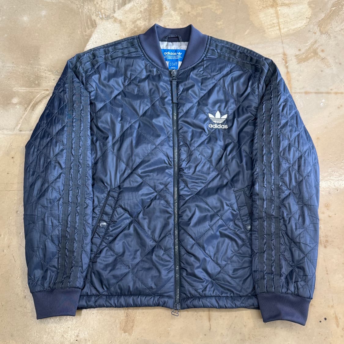 L 아디다스 삼선 네이비 퀄팅 자켓 상품이미지2