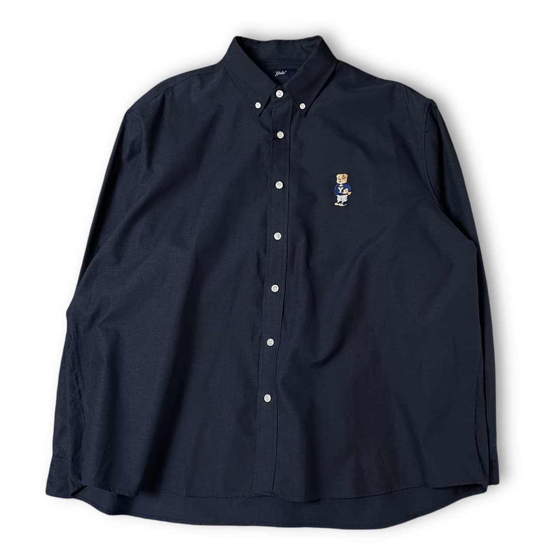 예일 네이비 자수로고 코튼 긴팔 셔츠 L 상품이미지1