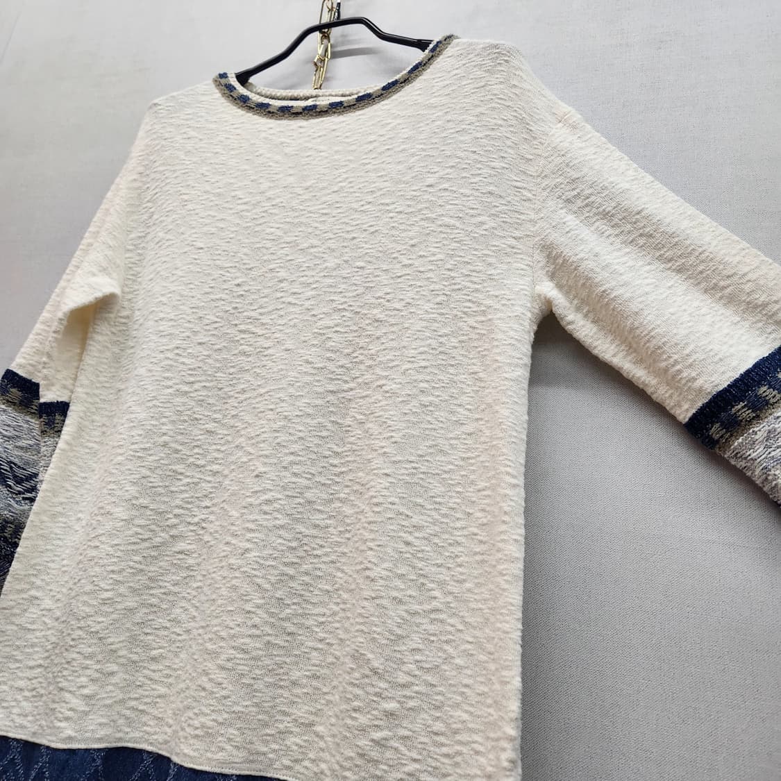 써스데이아일랜드 소매 프린지 데님 믹스 원피스 M(M) 상품이미지4