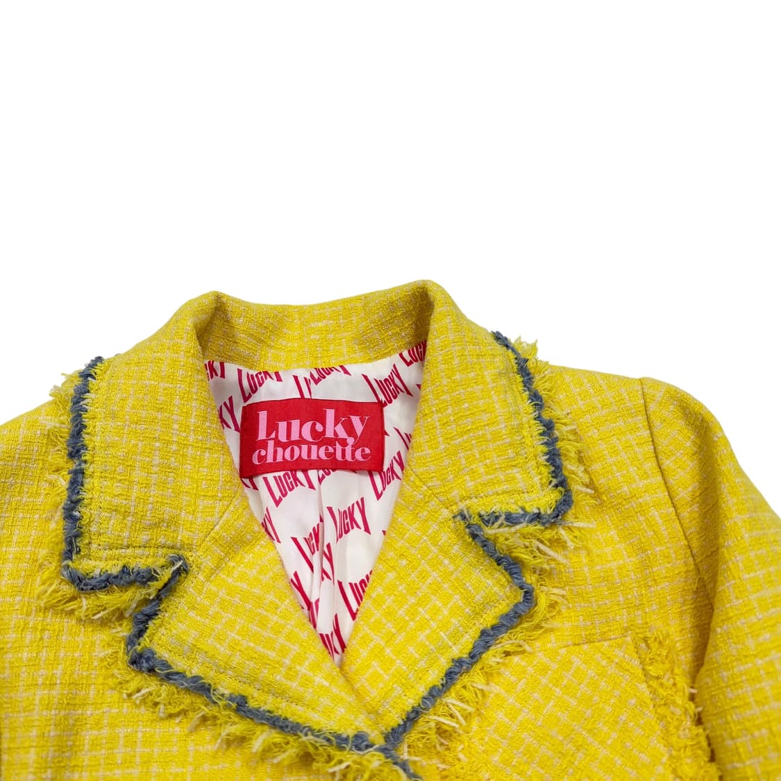 럭키슈에뜨 옐로우 트위드 자켓 36 상품이미지2