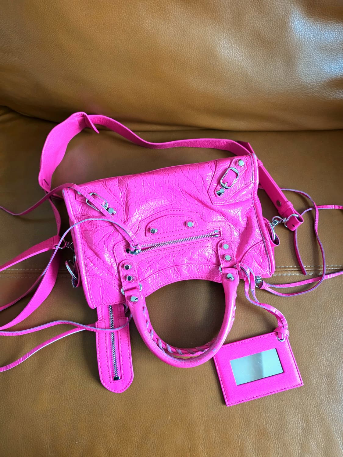 정품 발렌시아가 모터백 르시티백 시티백 미니 푸시아핑크 상품이미지5