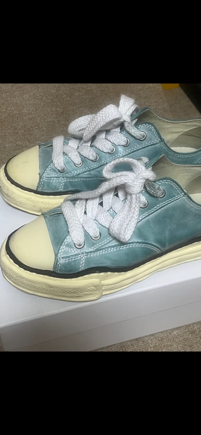 메종 미하라 야스히로 피터슨 OG 솔 파라핀 레더 로우탑 스니커즈 43사 상품이미지6