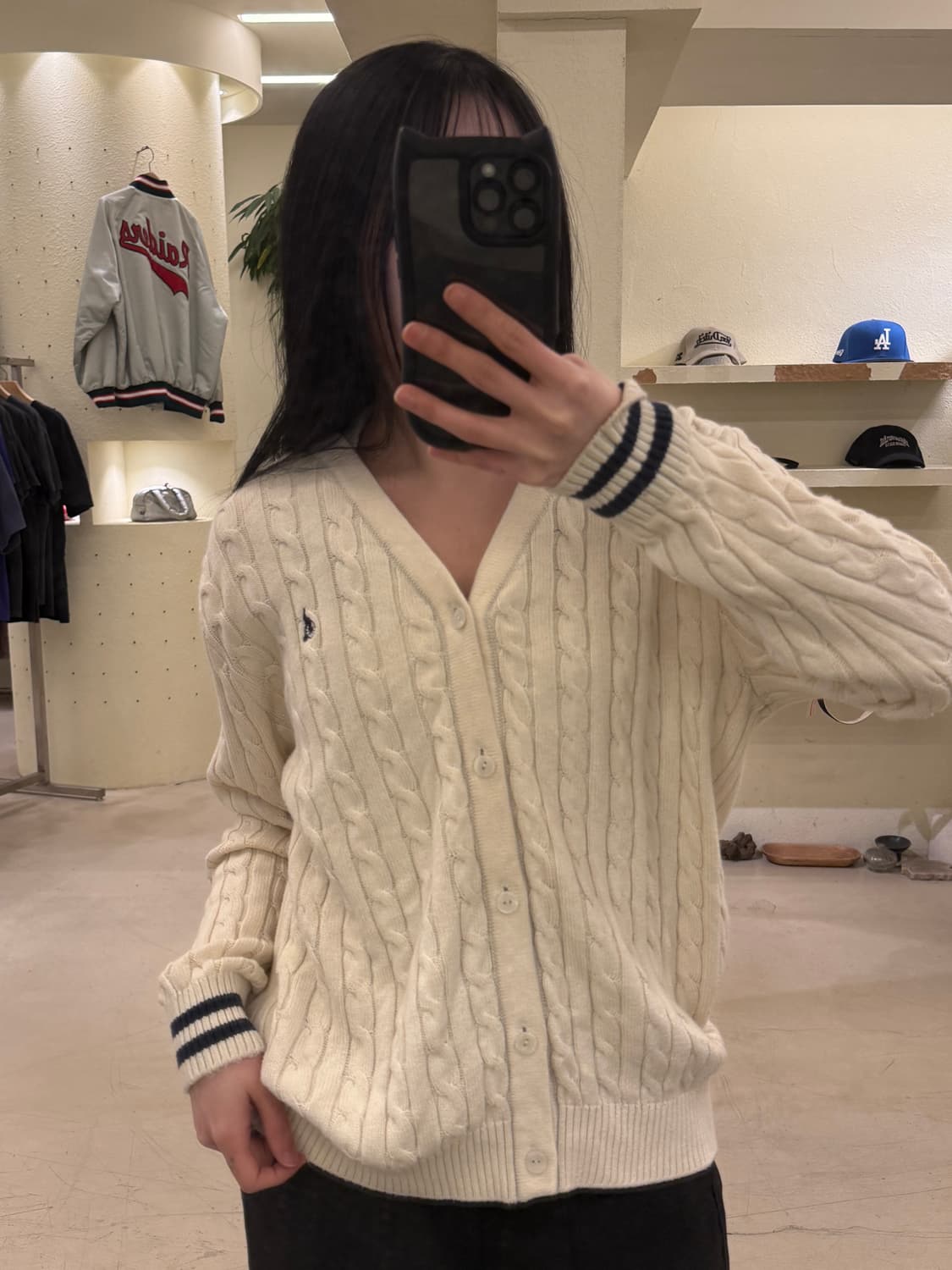 빈폴 케이블 아이보리 가디건  U18 상품이미지1