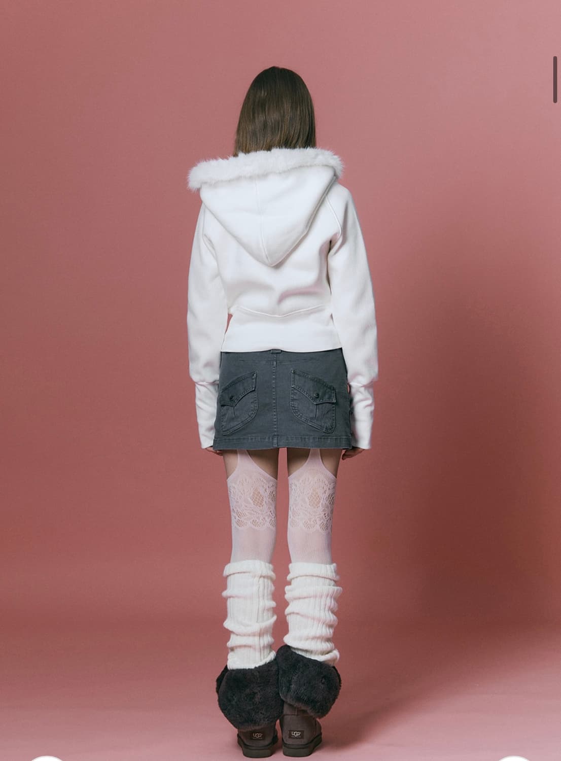 플노팔 베키 퍼 Becky Fur Hoodie Jacket (White) 상품이미지4