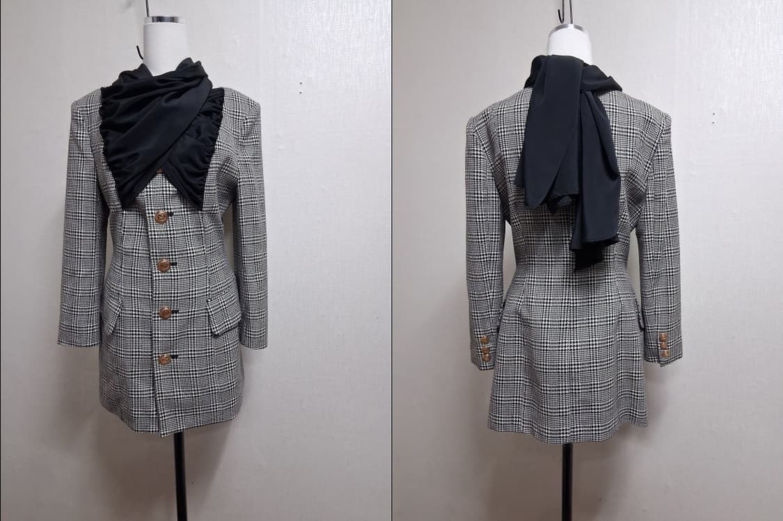 Pinky&Dianne 일본 핑키앤다이앤  검정체크 금장버턴 순모 쟈켓코 상품이미지3