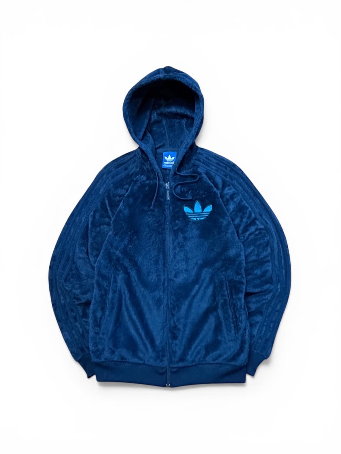 아디다스 블루 쉐르파 빅로고 후드 집업 상품이미지1