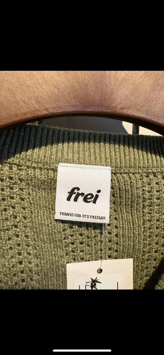 Frei 프라이 코튼 블렌디드 슬로건 카키 니트 H1888 상품이미지4