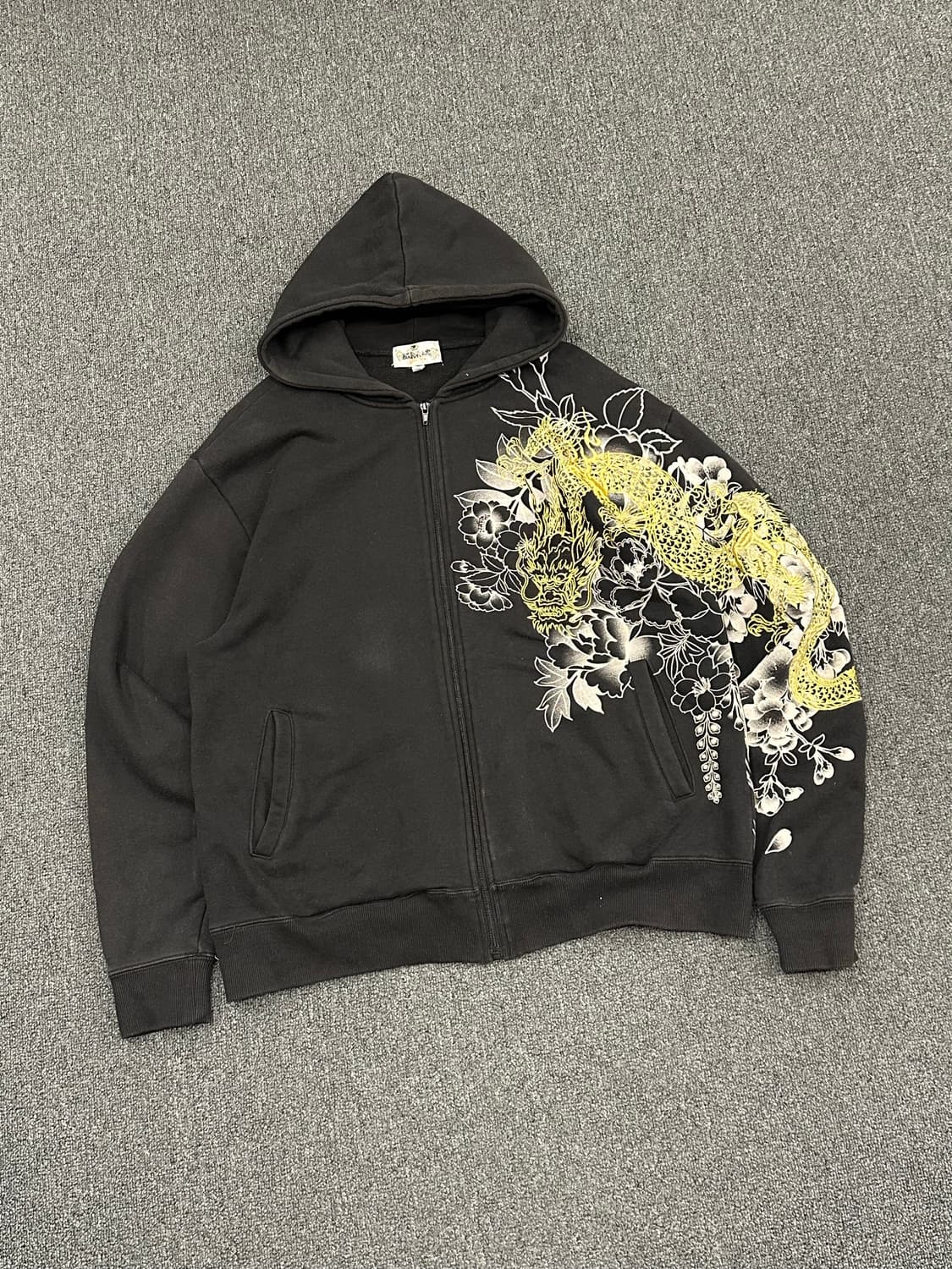 XL)카라쿠리 타마시 빈티지 드래곤 자수 후드집업 상품이미지5