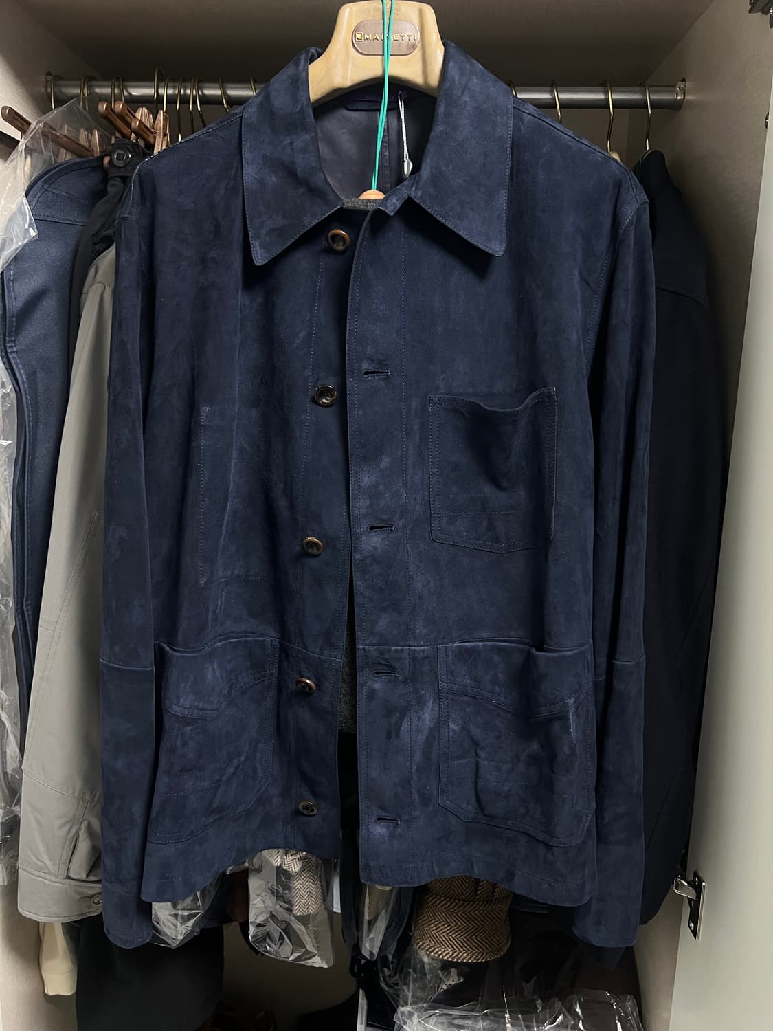 랄프로렌 퍼플라벨 번햄 스웨이드 네이비 새제품 XL 상품이미지1