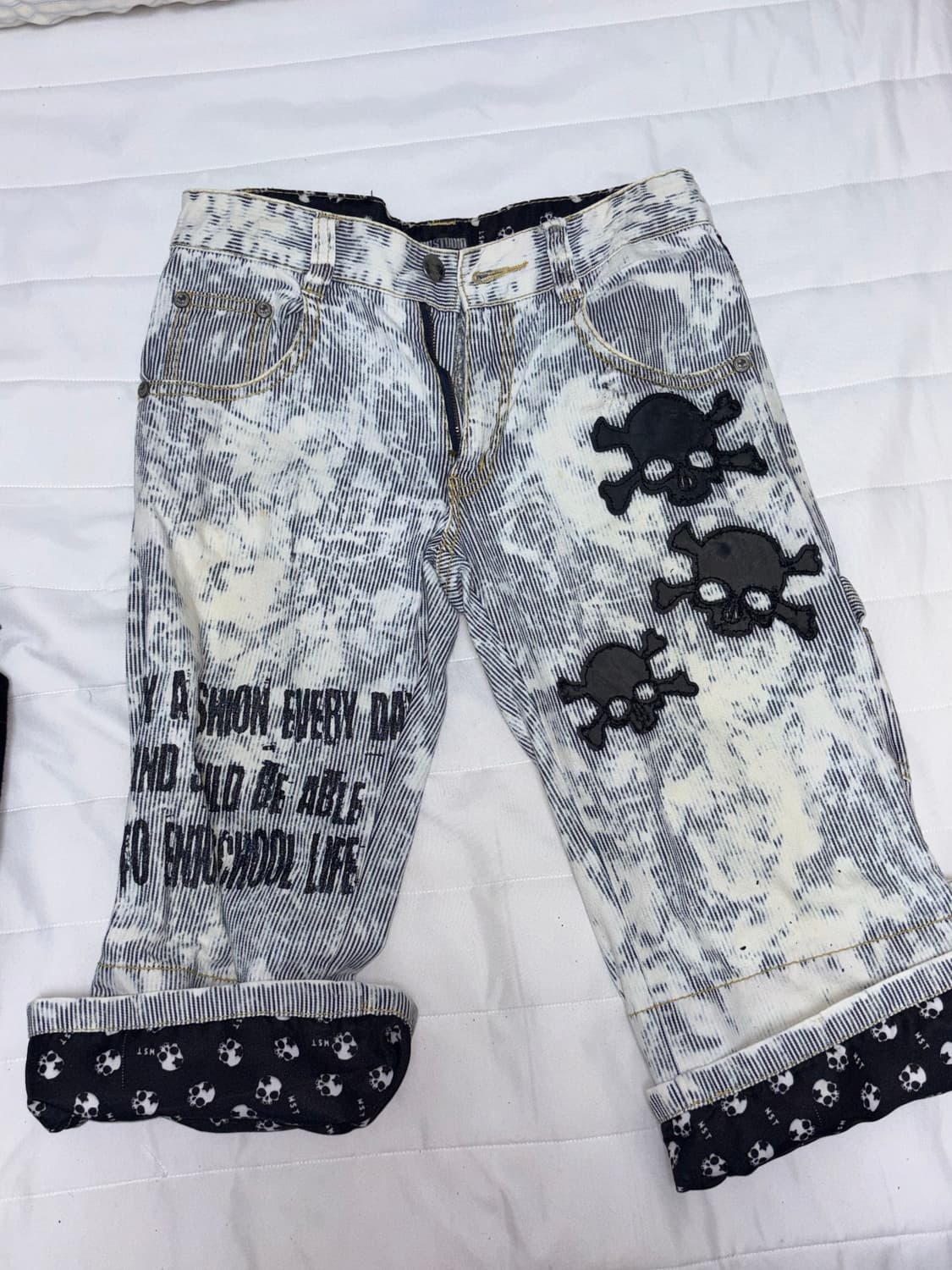 펑크 해골 버뮤다팬츠 상품이미지1