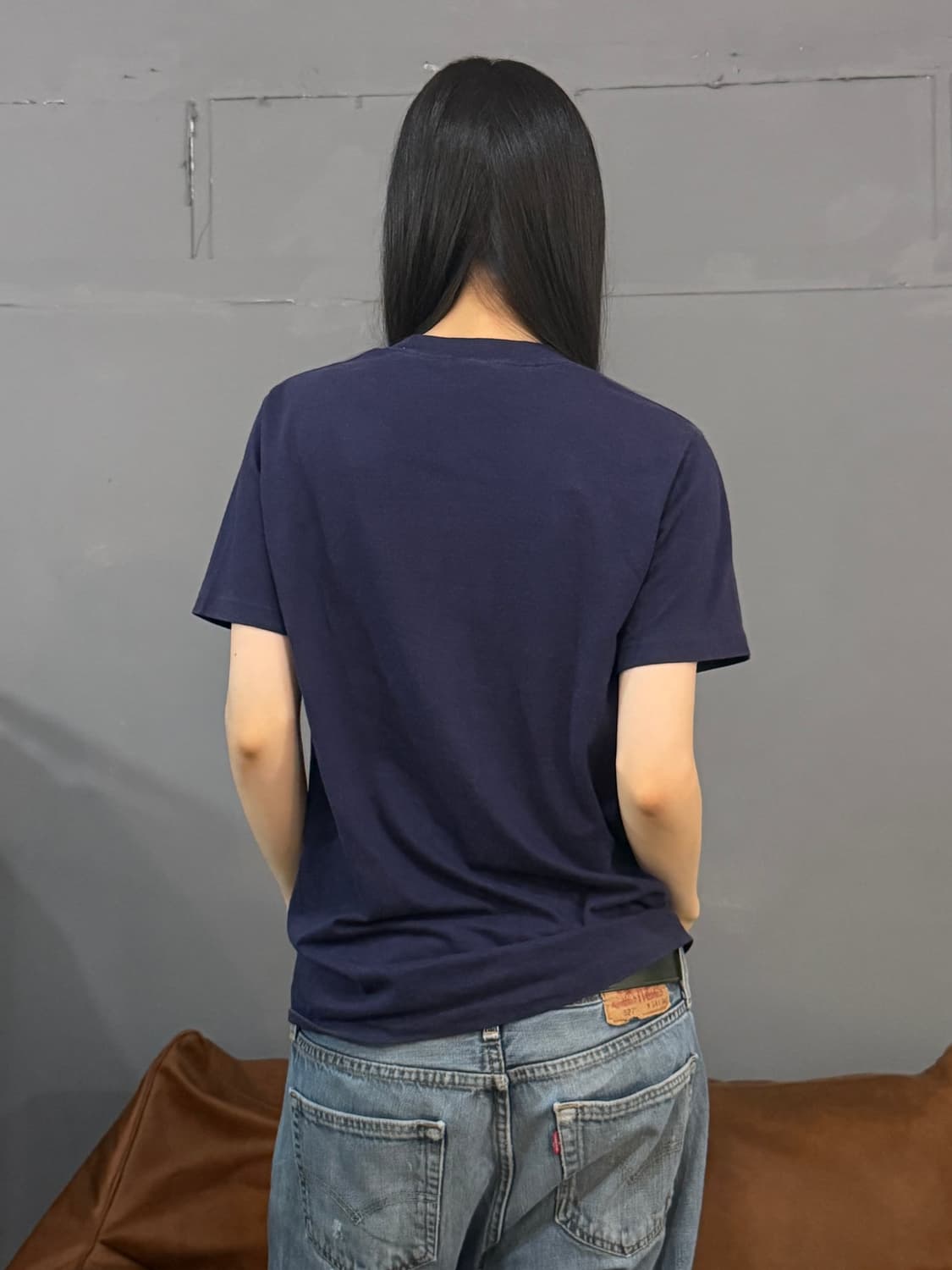 00’s 빈티지 네이비 리복 로고 프린팅 반팔티 상품이미지3