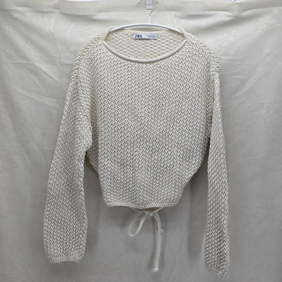 자라 아이보리 크롭 니트 긴팔 상품이미지3