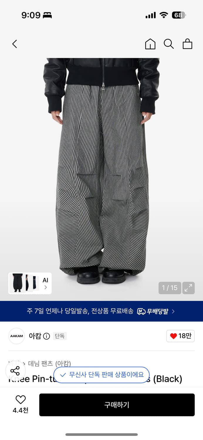 아캄 핀턱 스트라이프 팬츠  상품이미지1