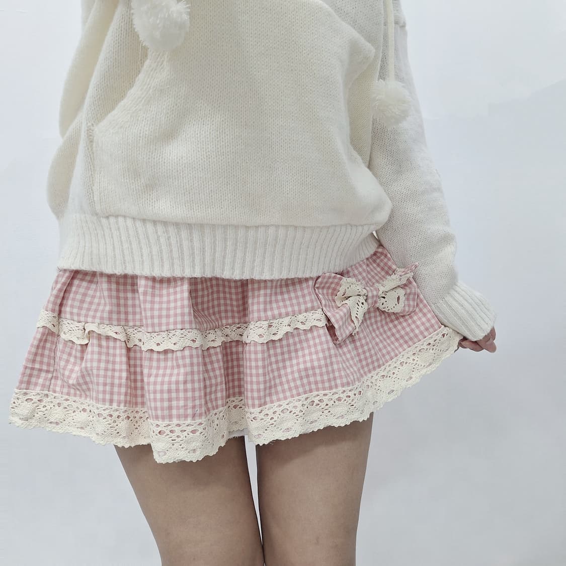 딸기 체크 스커트 라떼갸루 히메갸루 히메카지 러블리 갸루 스카판 큐롯 상품이미지2