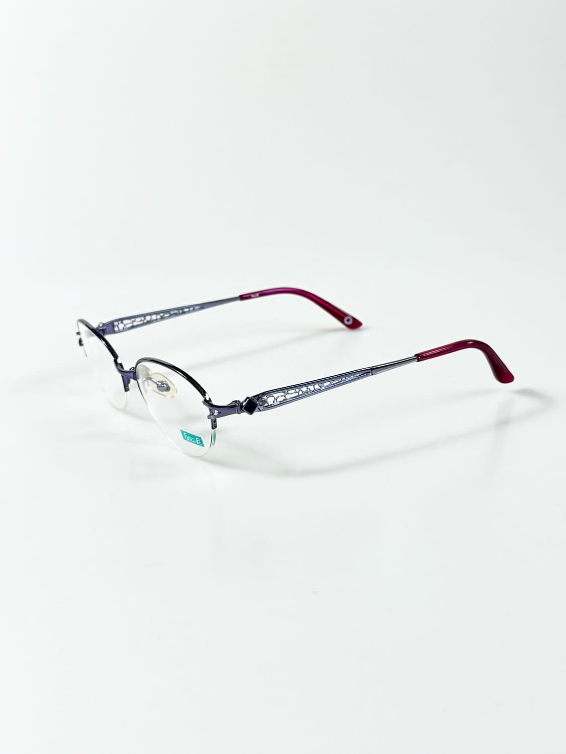 90s FUTIS 바이올렛 오벌 메탈 반무테 빈티지 안경 상품이미지1