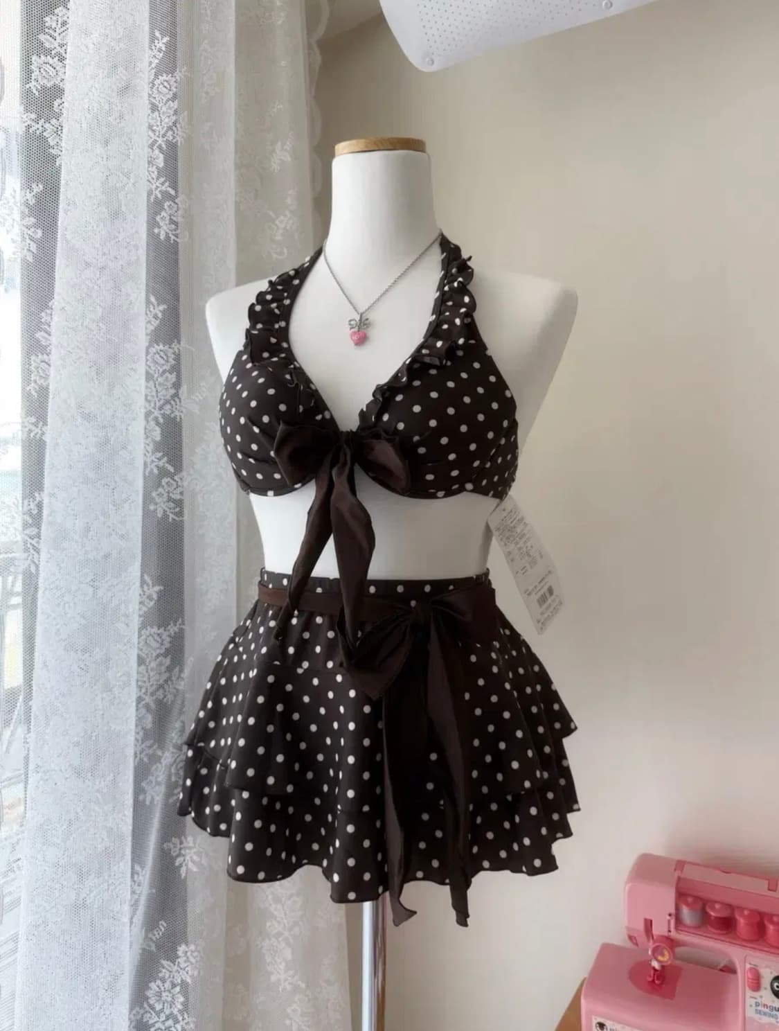 새상품 ) 브라운 도트 비키니 빈티지 라떼갸루 상품이미지2