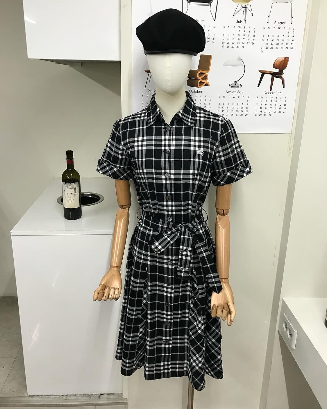 버버리 로고 블랙 체크 벨티드 원피스 상품이미지5