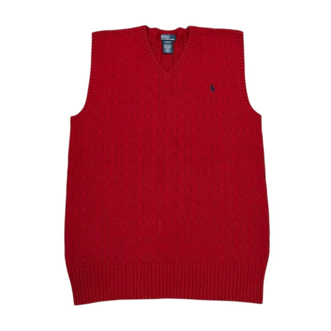 폴로 랄프로렌 꽈배기 케이블 니트조끼 베스트 레드 XL 상품이미지1