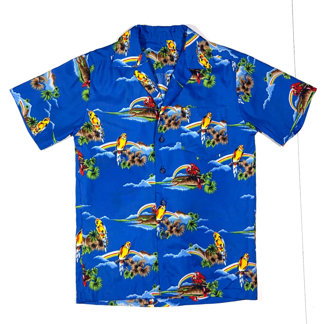 빈티지 패럿 블루 하와이안셔츠 L 상품이미지1