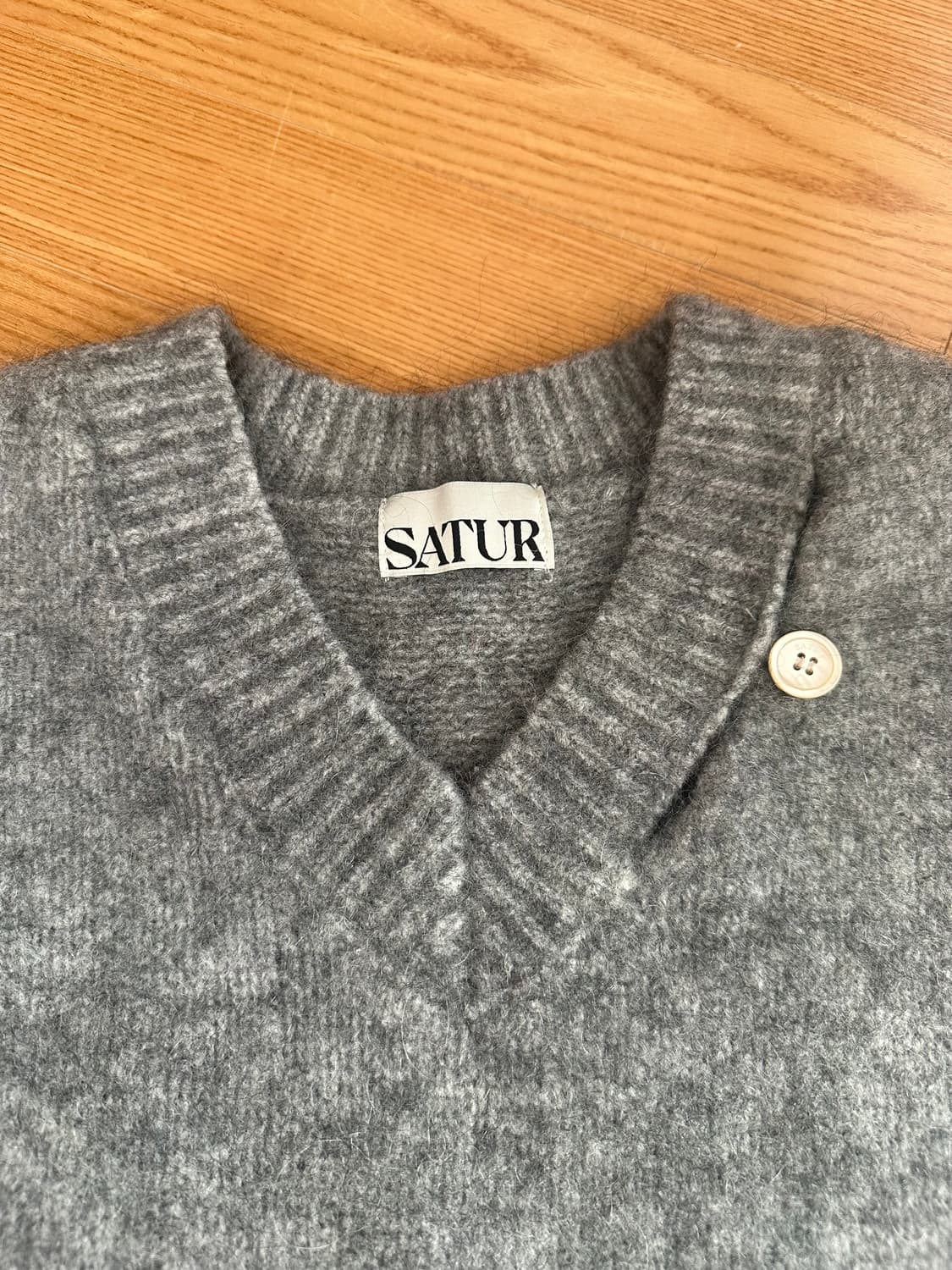 SATUR 에센 투 톤 모헤어 블렌드 니트 멜란지 그레이 WM 상품이미지4