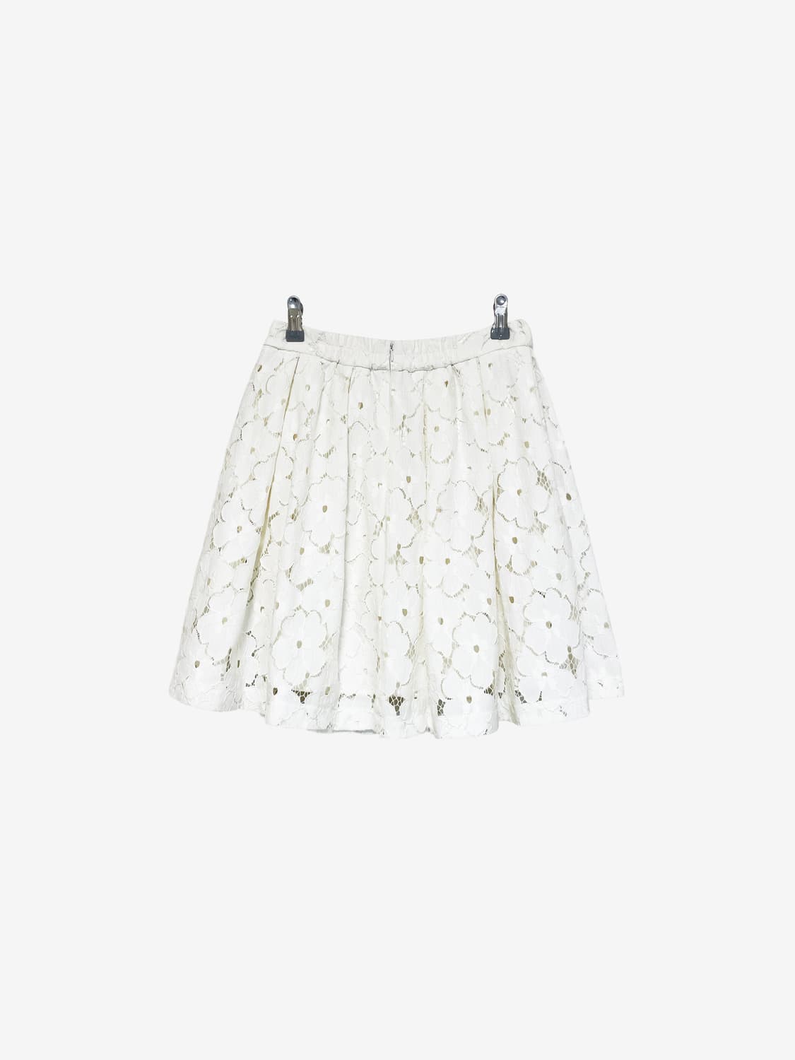 Flower Punching Flare Mini Skirt - Ivory 상품이미지7
