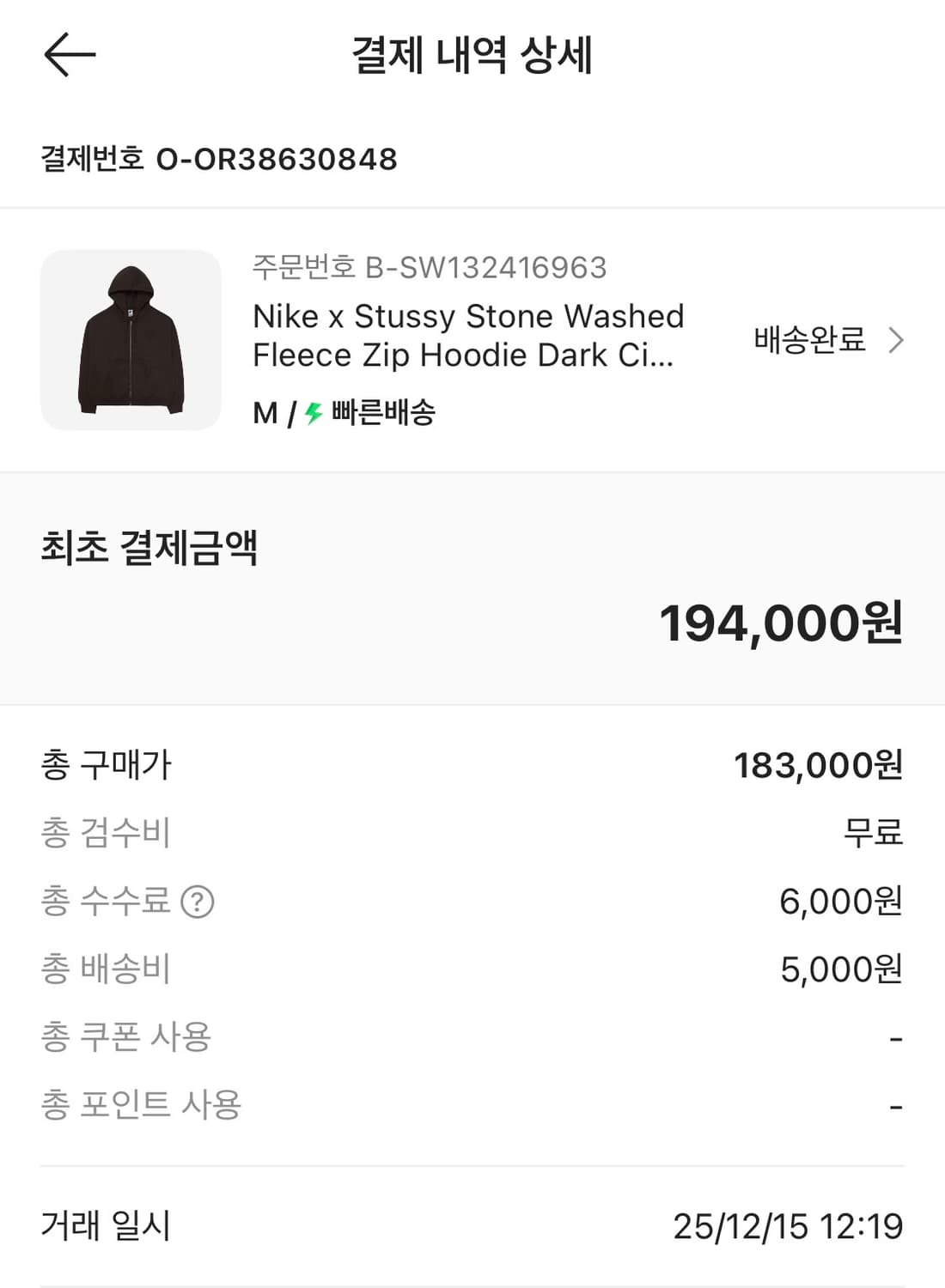 나이키 x 스투시 스톤 워시드 플리스 집 후디 다크 신더 M 상품이미지3