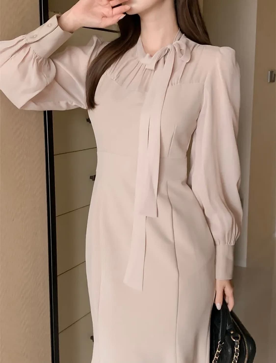 달리호텔 리본 타이 머메이드 원피스 상품이미지2