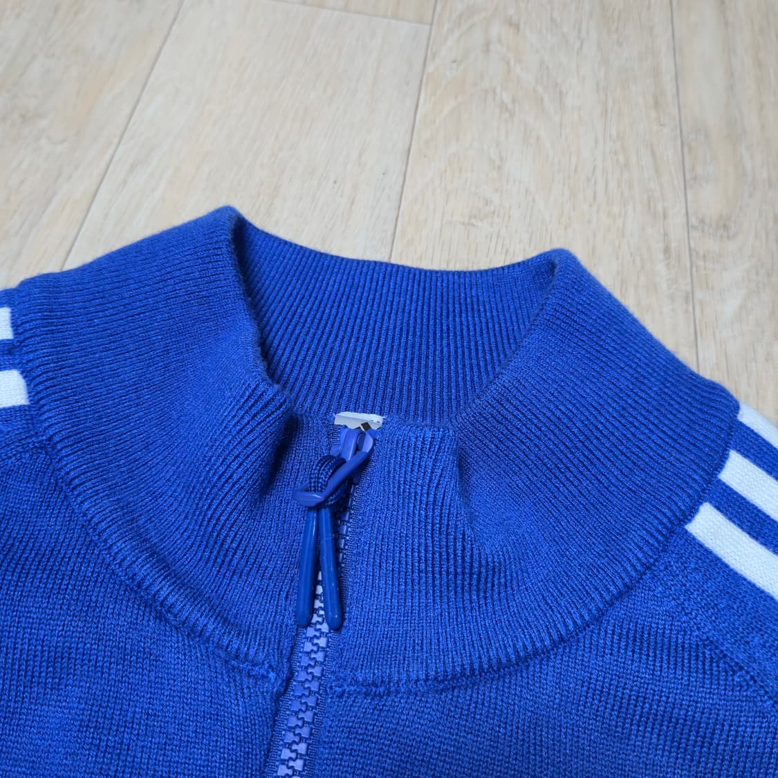 XL) 아디다스 골프 블루 삼선 니트 가디건 자켓 상품이미지7