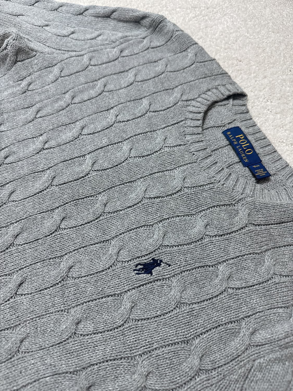 폴로 랄프로렌 회색 케이블 (꽈배기) 니트 스웨터 상품이미지2
