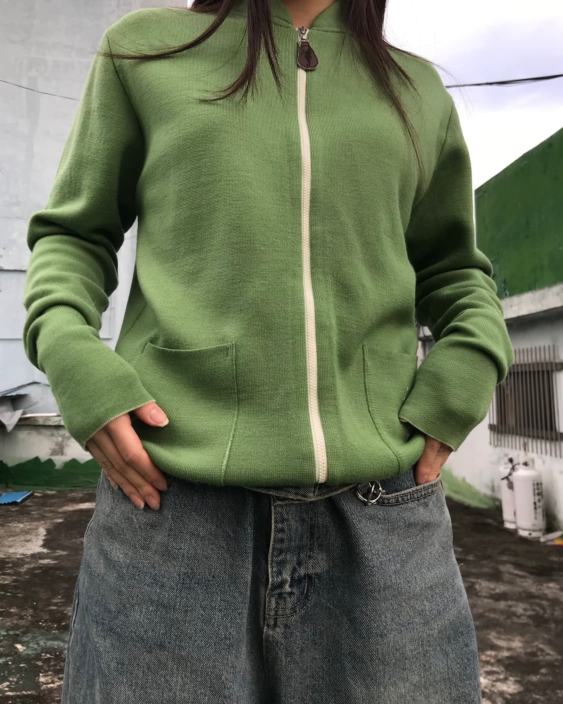 해마 연두 니트 집업 상품이미지5