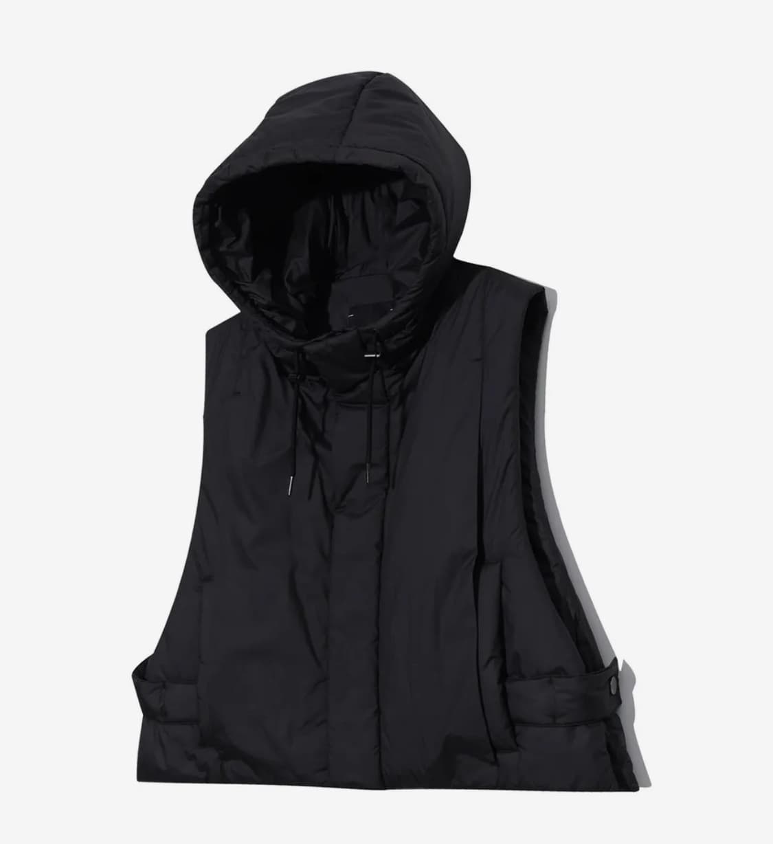 일꼬르소 크롭 후드 패딩 베스트 블랙 상품이미지4