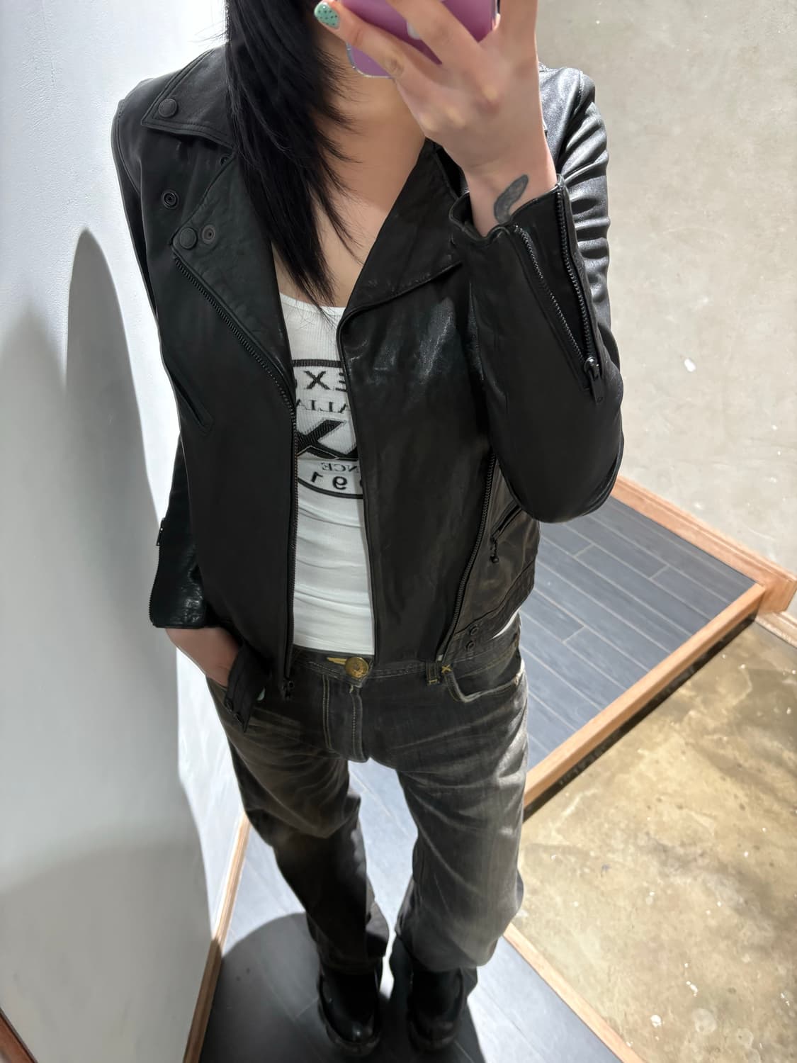 히스테릭 글래머 양가죽 라이더 자켓 상품이미지3