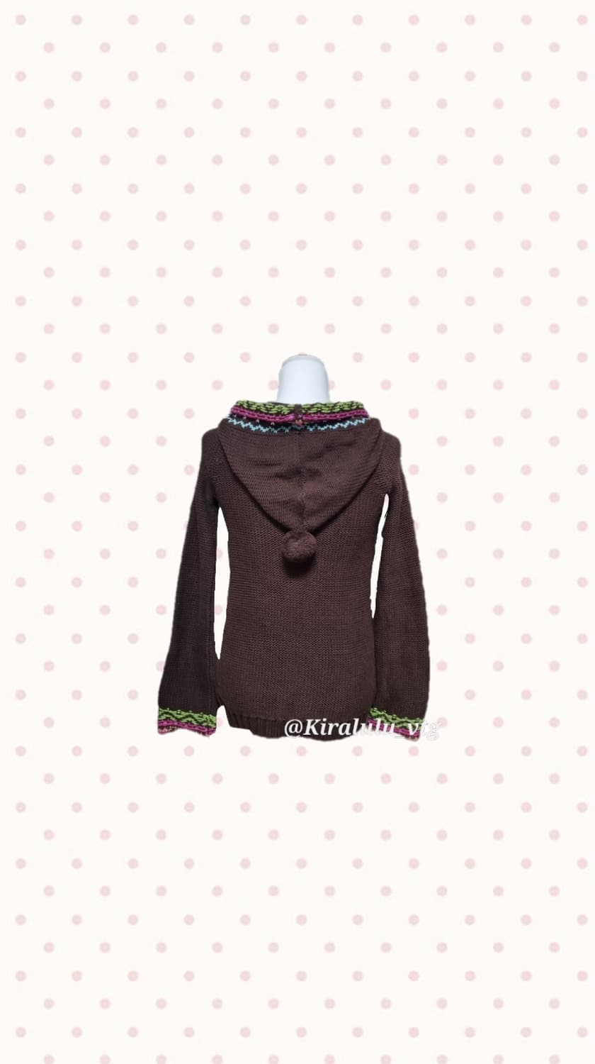 초코나무숲 모리걸 니트 후드폼폼이 가디건 상품이미지2