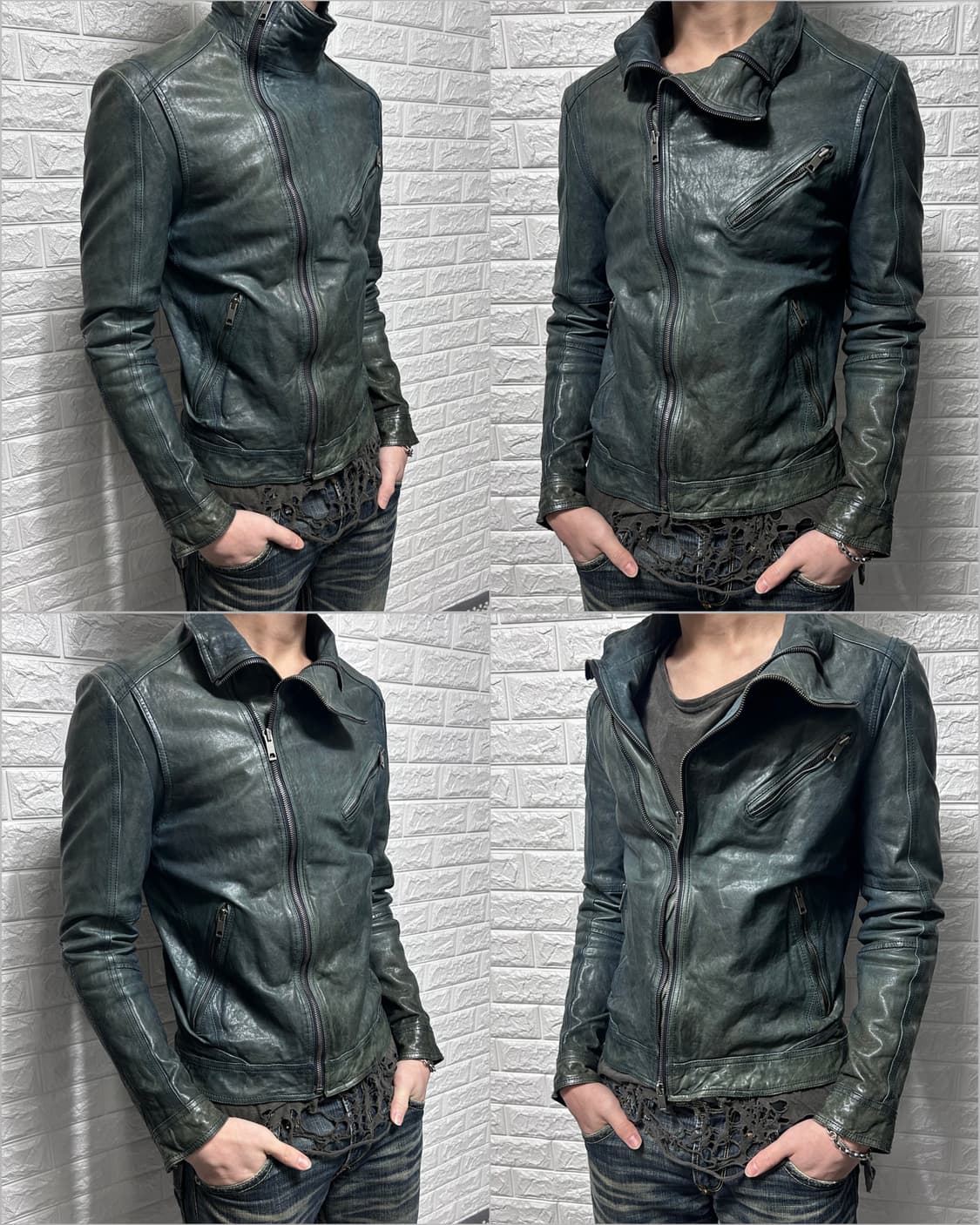 솔리드 옴므 사선 더블 짚 램스킨 자켓 상품이미지1