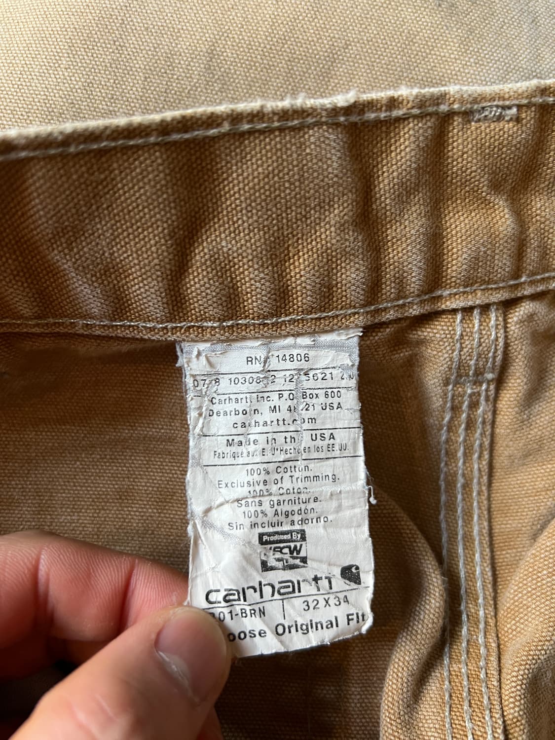 [32]칼하트 Made in USA 빈티지 페이딩 브라운 더블니 워크팬츠 상품이미지8