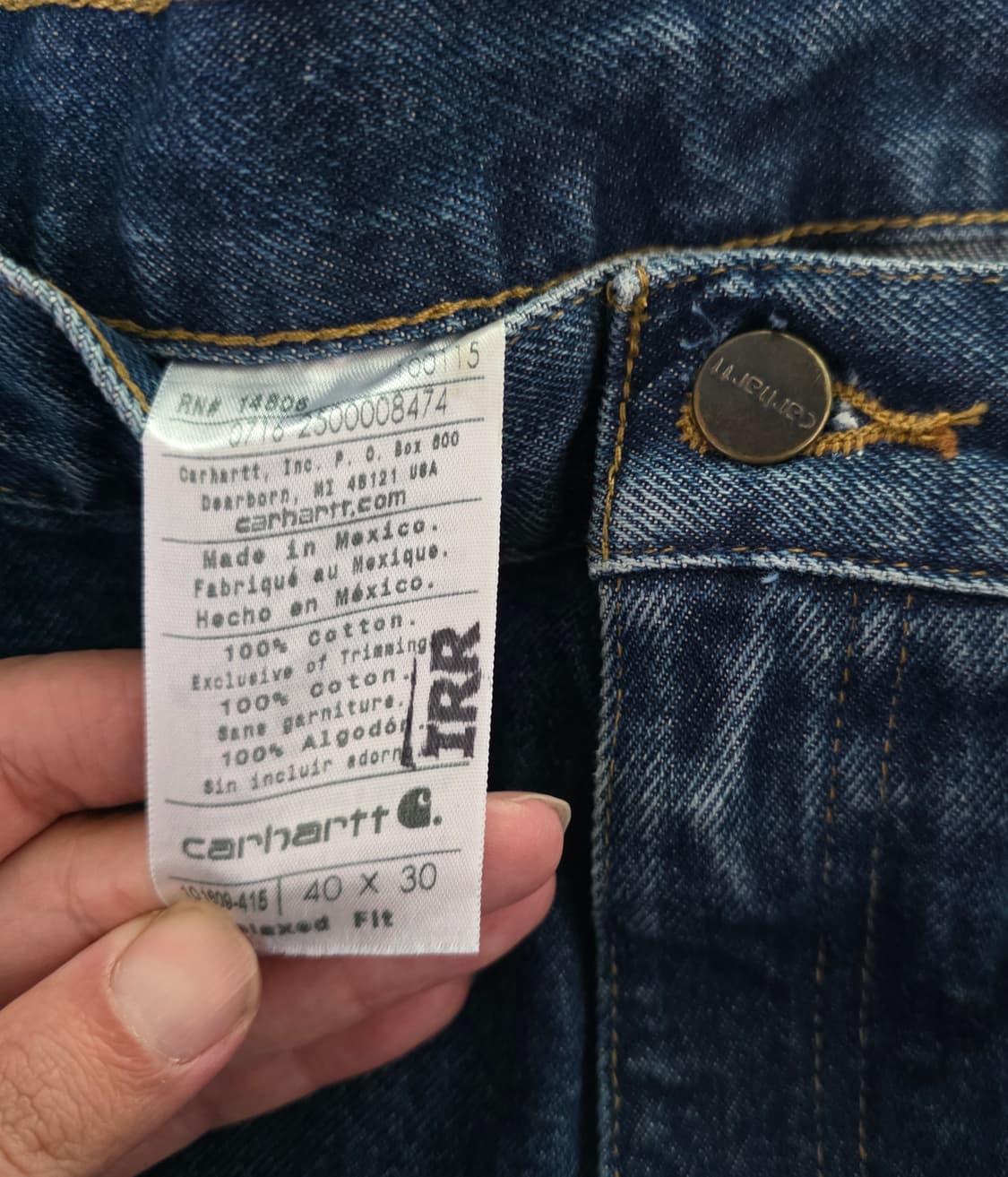 [40X30] 빈티지 칼하트 더블니 릴렉스핏 데님팬츠 인디고 B17 상품이미지4