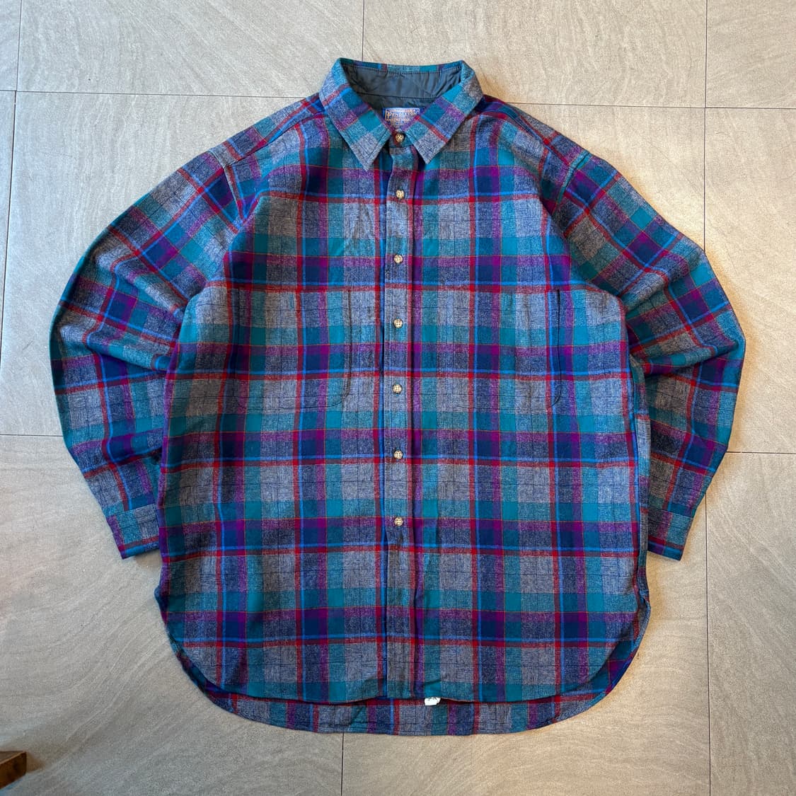 80년대 미국 생산 펜들턴 체크 울 셔츠 상품이미지1