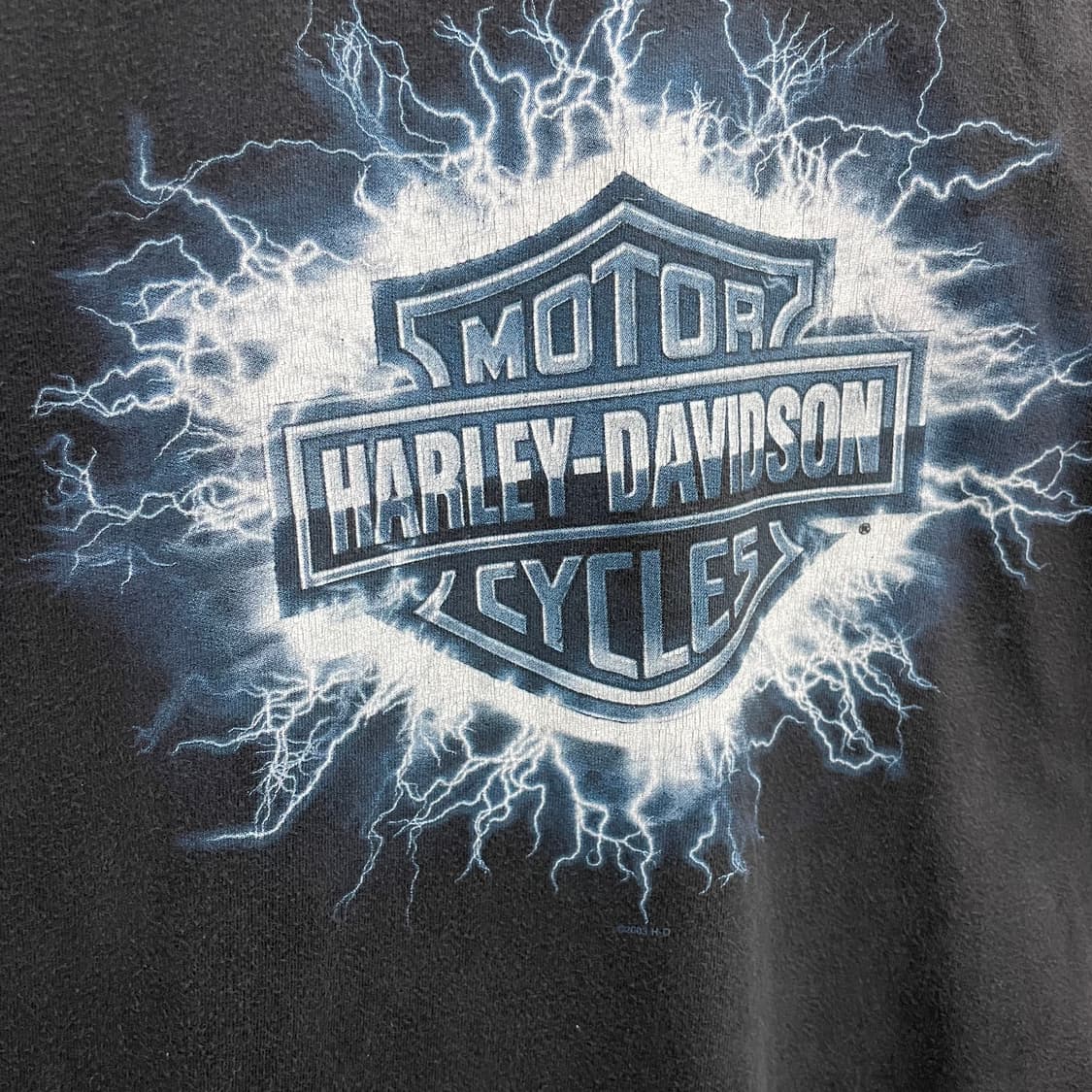 할리데이비슨 00s 라이트닝 번개 페이딩 빈티지 반팔 티셔츠 상품이미지4