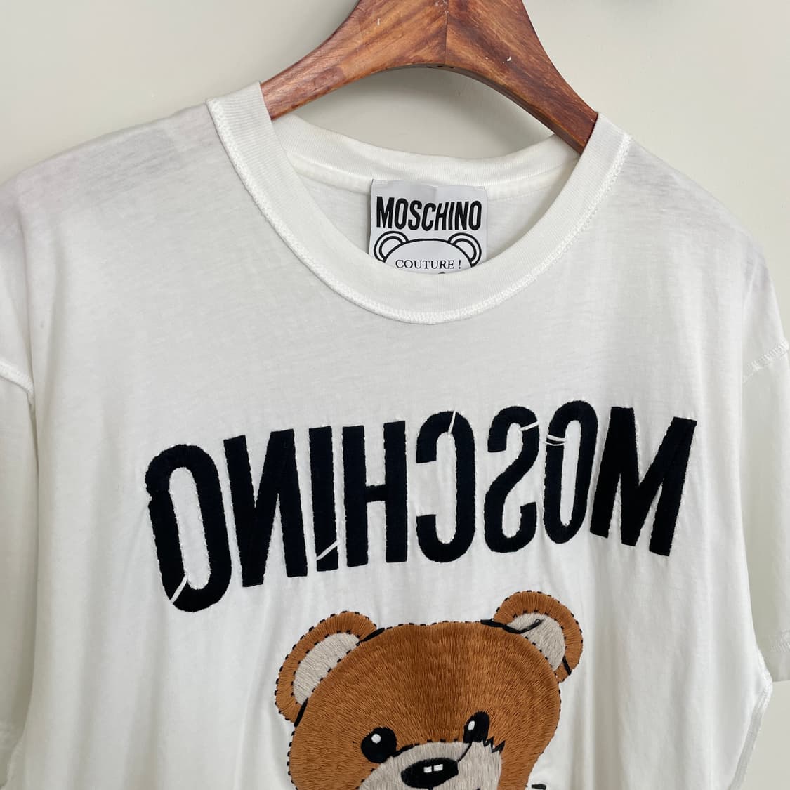 모스키노 XS|공용95 인사이드 아웃 테디 베어 티셔츠 화이트 상품이미지2
