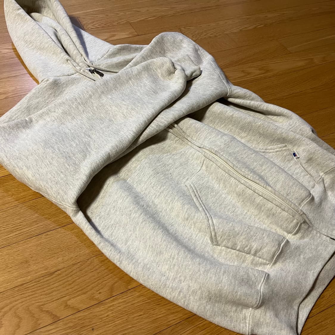 [XL] 90s USA 빈티지 러셀 후드집업 헤더 그레이 상품이미지4