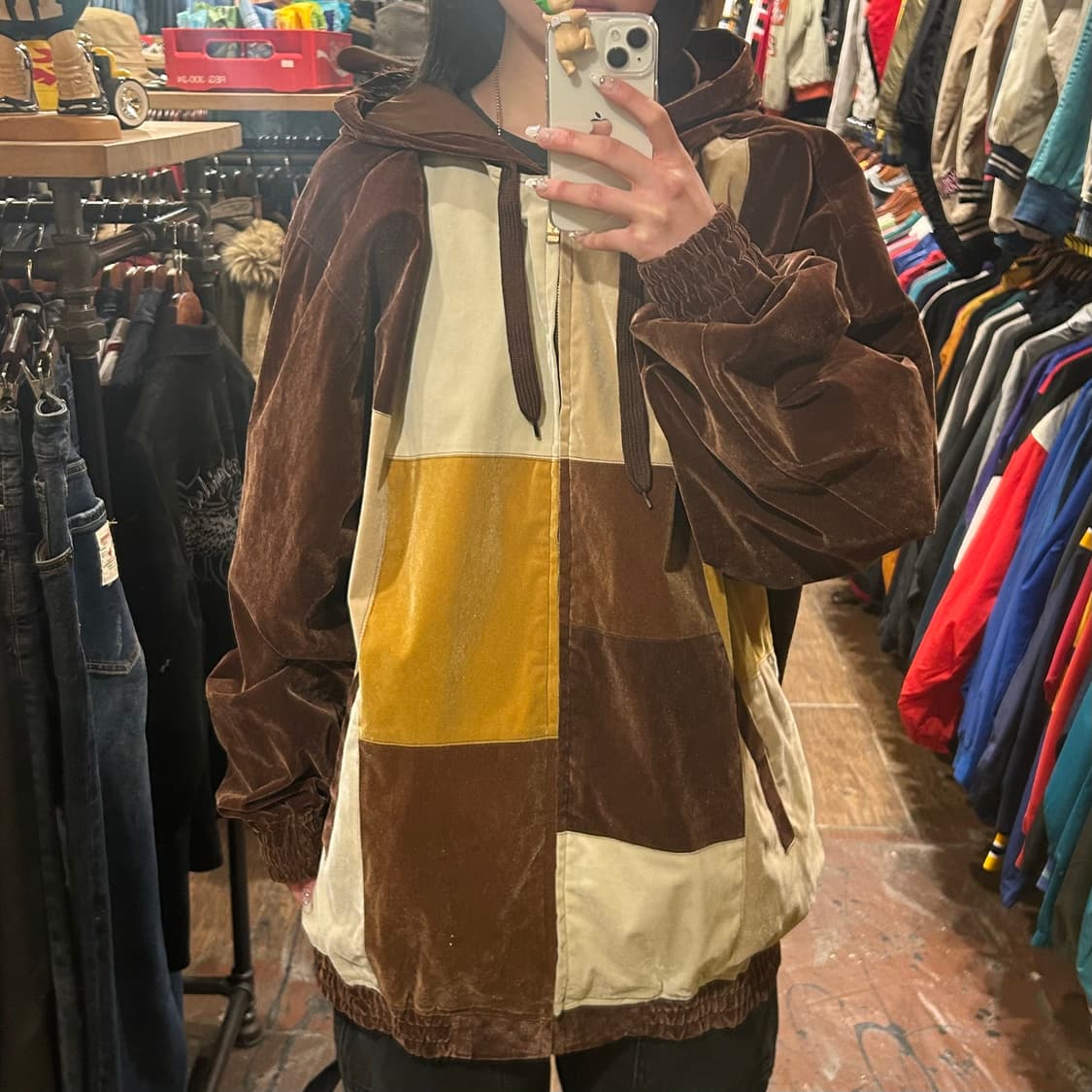 [HI] VTG 벨벳 집업 브라운 상품이미지1