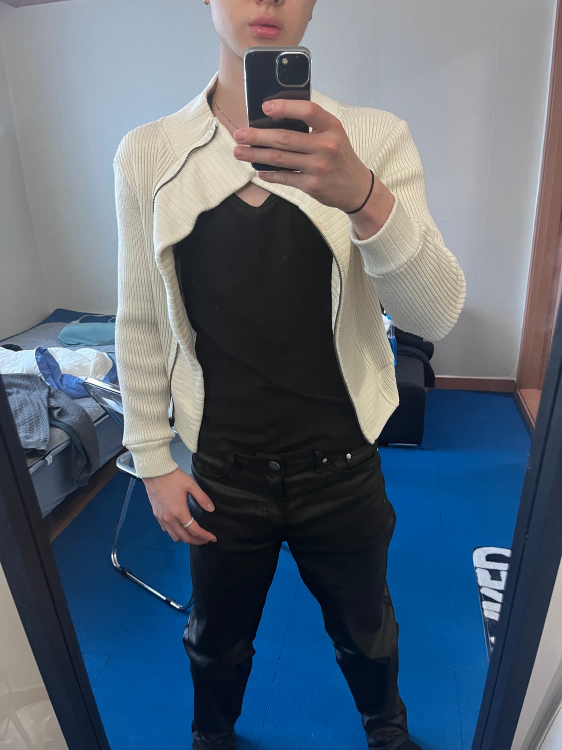 빈티지 비대칭 하이넥 자켓 상품이미지4