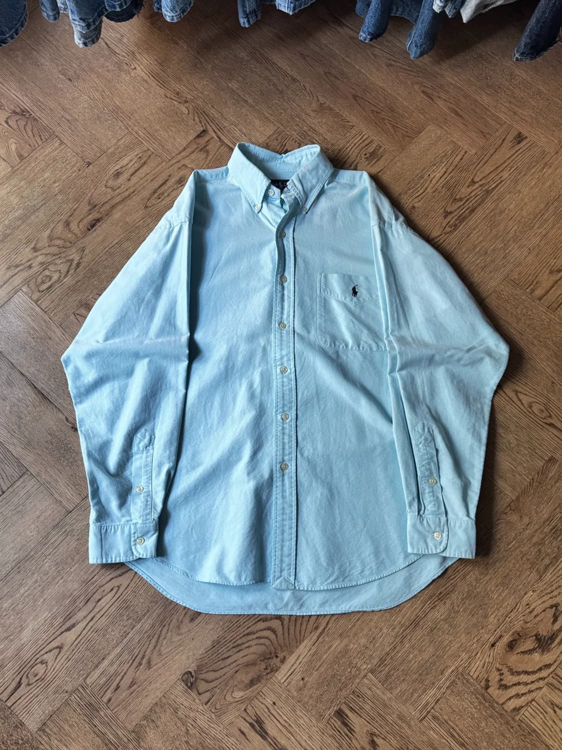 [M]90's 폴로 랄프로렌 Big Shirt 스카이블루 옥스포드 셔츠 상품이미지1